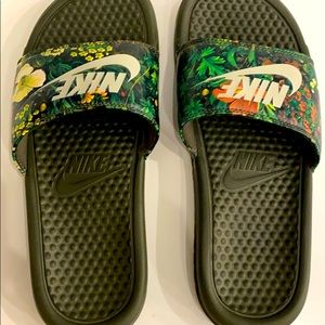 Nike green slides